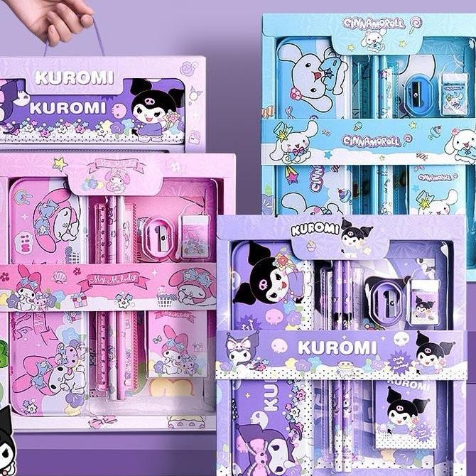 

Kotak Pensil Anak 7 in 1 Set Karakter Sanrio Kuromi Hadiah Alat Tulis Lucu