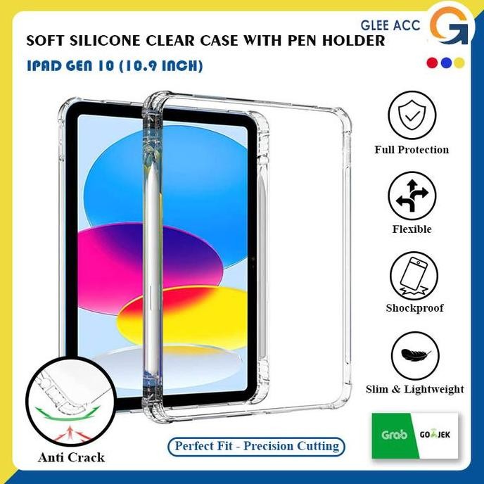 

Soft Case iPad Gen 10 10.9 Inch Transparan Silikon | Slot Stylus Shockproof Anti Crack