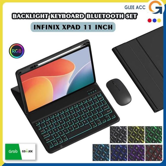 

Keyboard Bluetooth Infinix Xpad 11 Inch + Mouse + Slot Stylus | Casing Slim RGB Backlit