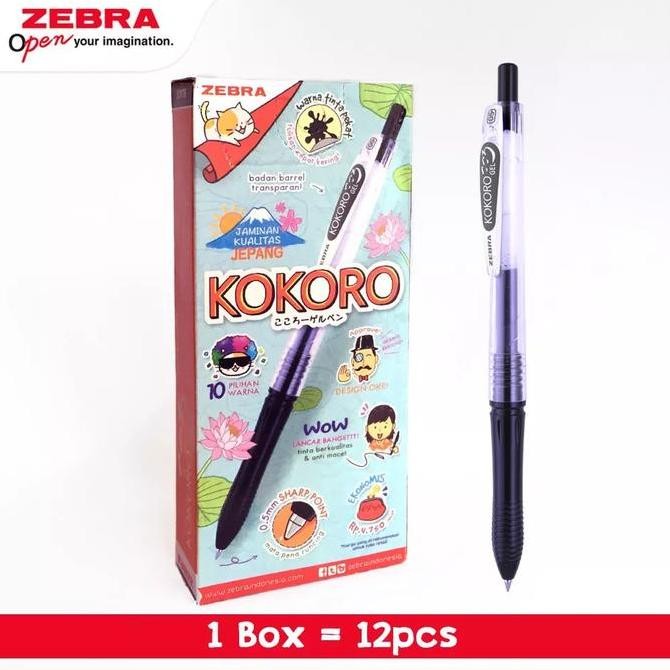 

Pulpen Kokoro Zebra Gel Pen 0.5 Mm (12 Pcs) New Stok