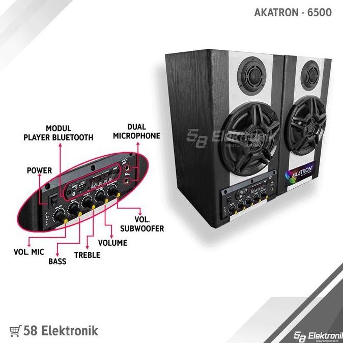 Akatron 6500 Speaker Aktif Karaoke Bluetooth 6 Inch Subwoofer Bass Menggelegar