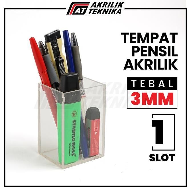 

Tempat Pensil Akrilik | Wadah Pen / Display Stationery Transparan Premium