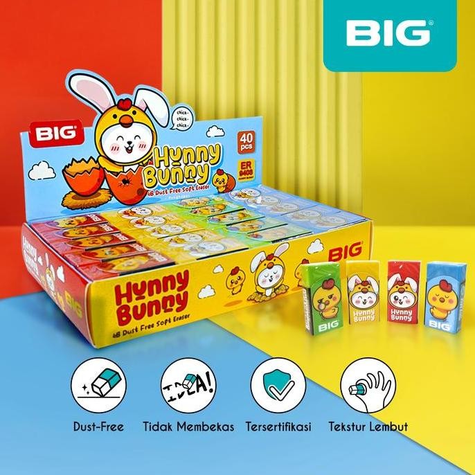 

BIG Penghapus Pensil Warna Warni Hunny Bunny Series Dust Free 40 Pcs ER-9403HUNNYBUNNY
