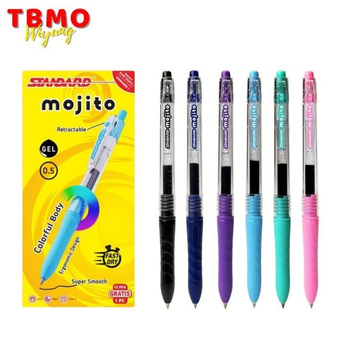 

( 1 Pack ) Tbmo Bolpen / Pulpen / Gel Pen Mojito 0.5Mm Standard Per Pack Isi 12 Pcs New Stok