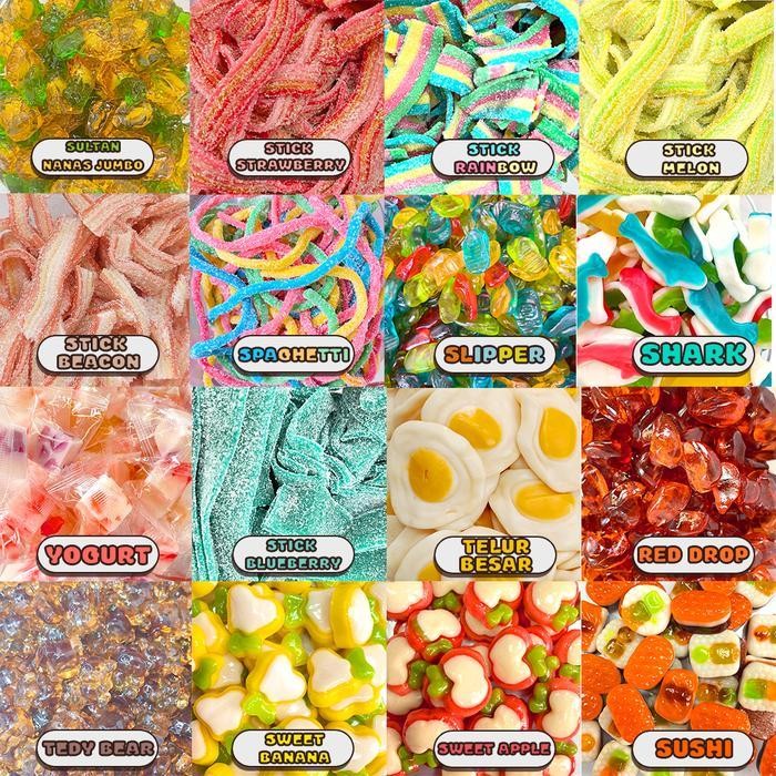 

RKM [Halal] Gummy Jelly Permen Yupi 400gr + 100gr + Toples Candy Permen Viral Tiktok Asem Food monday permen Halal Apple permen jelly Jeruk Kuning Snacks sweet candy