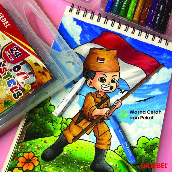 

EMS GREEBEL Crayon Krayon Kids 24 Warna / Kids Oil Pastel 24 (KOP24) Crayon Set Mewarnai Professional