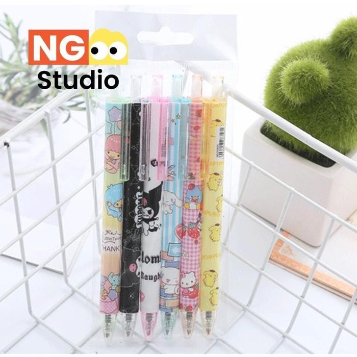 

EMS NG Stationery - 6Pcs Pulpen Gel Mekanik 0.5mm / Ballpoint Mekanik 6 Pcs Tekan Gel Pena Pena Alat Tulis Kantor Set