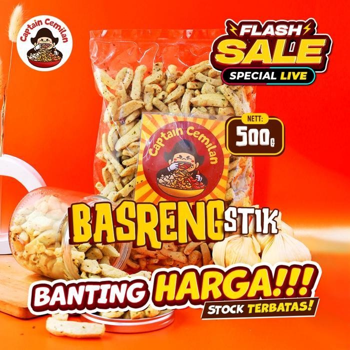 

Rkm 500Gr - Basreng Stik Original Captain Cemilan Bandung Food Snacks Makanan Chips Snack Goreng Pedas
