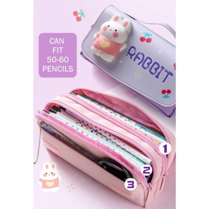 

Kotak Pensil Anak Tenteng 3D Squishy Rabbit New Stok