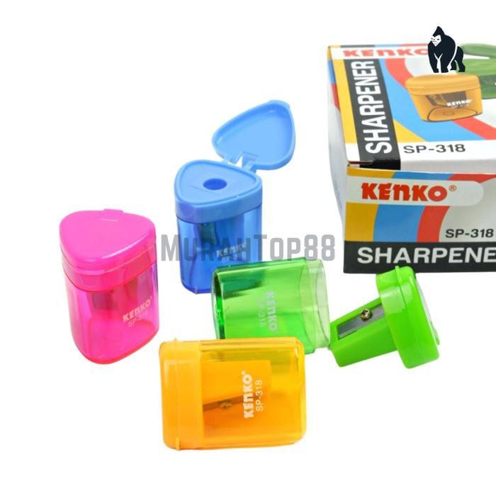 

EMS Serutan Tabung Segitiga Kenko SP-318 Warna Warni / Pencil Sharpener 1 Lubang Dengan Tutup / Rautan Pensil Kecil + Wadah Tempat Sampah [PER PCS]