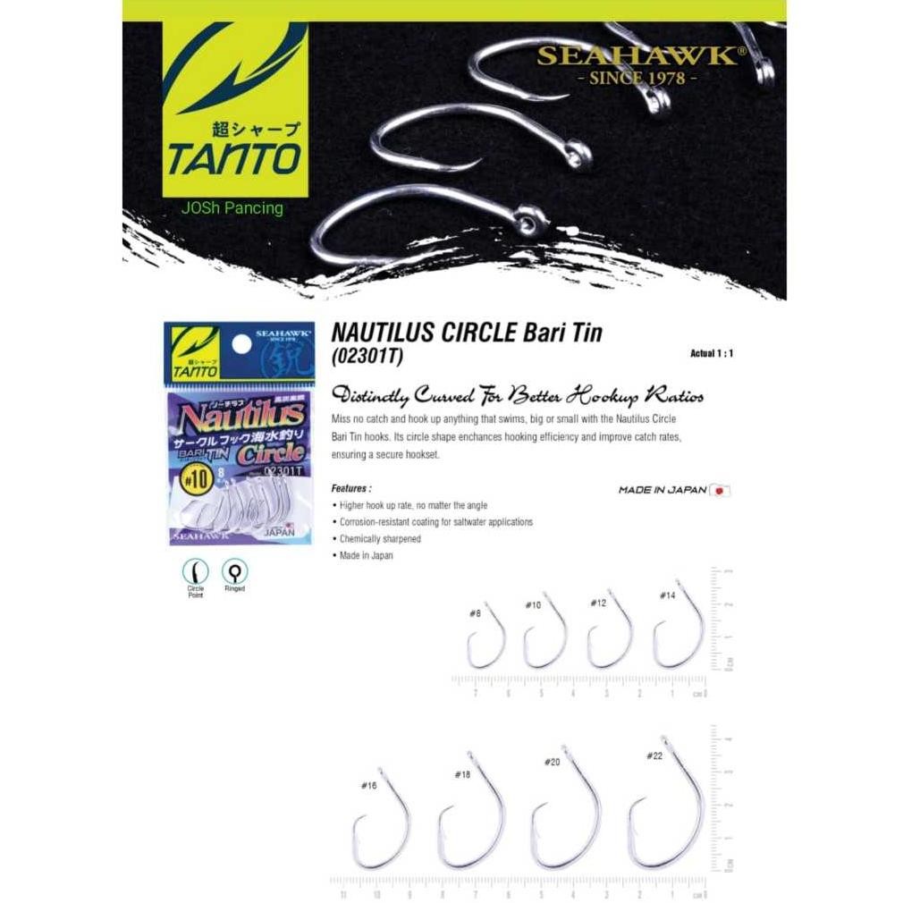 Premium Kail Seahawk Tanto Japan Hook Nautilus Circle Bari Tin Pancing Anti Karat Strong