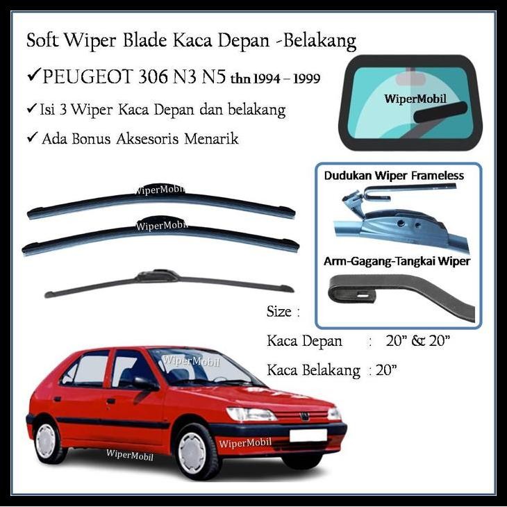 HOT DEAL WIPER BANANA KACA DEPAN BELAKANG PEUGEOT 306 N3 N5 1996 1997 1998 1999 