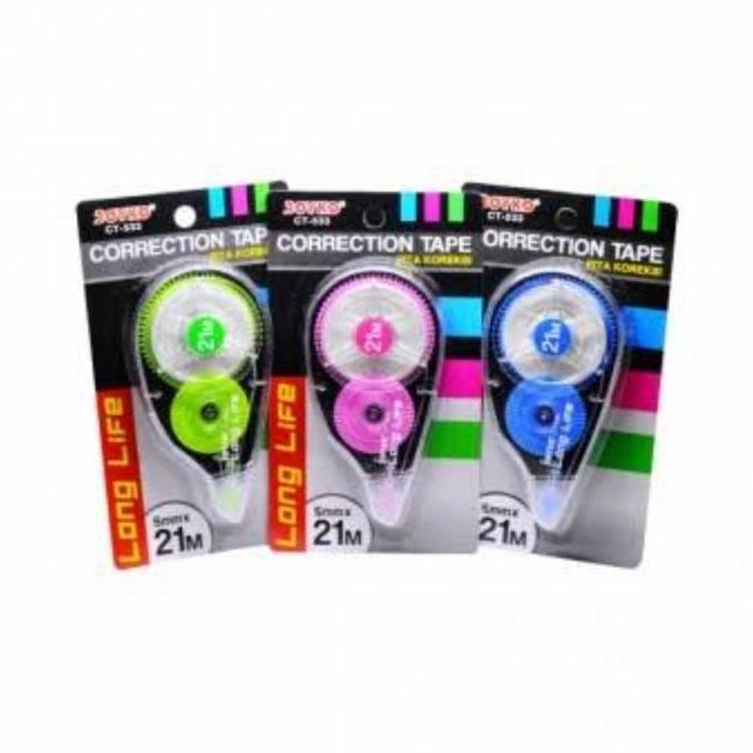 

Correction Tape Joyko Ct 533 / Joyko Ct-533 21M X 5Mm Isi 12 Pcs New Stok
