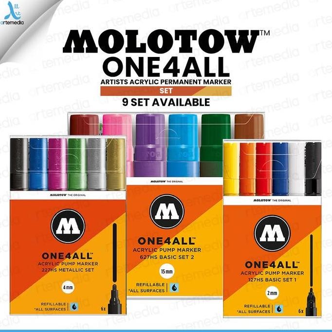 

Molotow One4All Acrylic Paint Marker Set Spidol Permanen Warna New Stok
