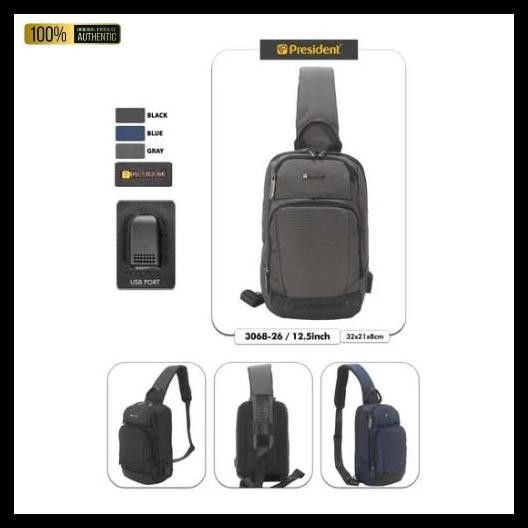 HOT DEAL SLING CHEST BAG TAS SLEMPANG PRIA PRESIDENT 3068 