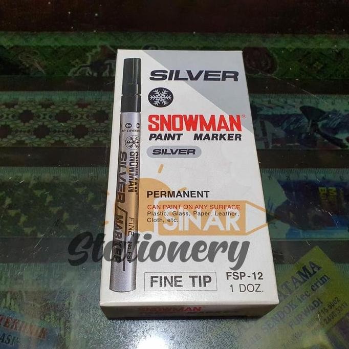 

Spidol Paint Marker Snowman Silver Fine Tip Permanent 1Pak Isi 12Pc New Stok