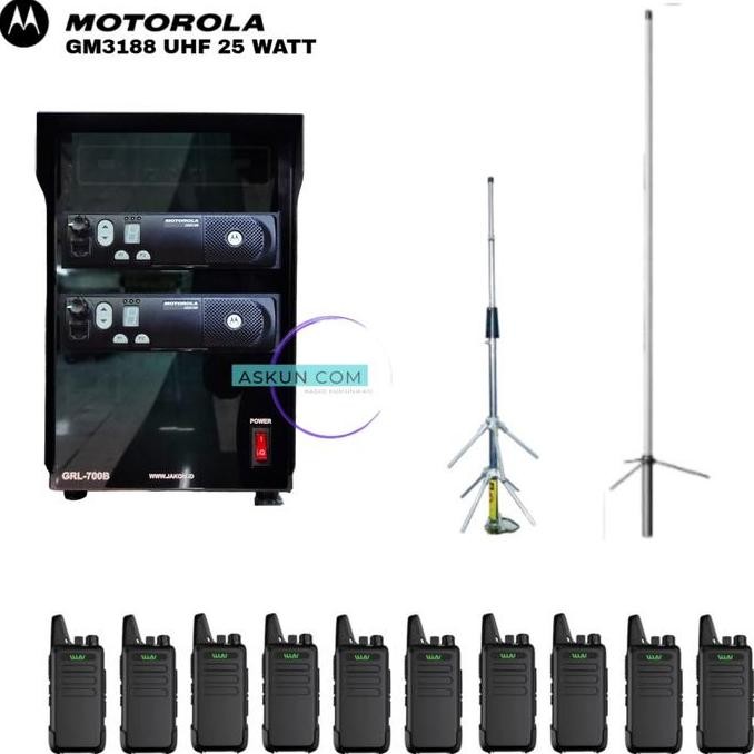 Repeater Paket Hemat UHF GM 3188 Bonus HT 10 Unit HT WLN Siap Pancar -high Quality