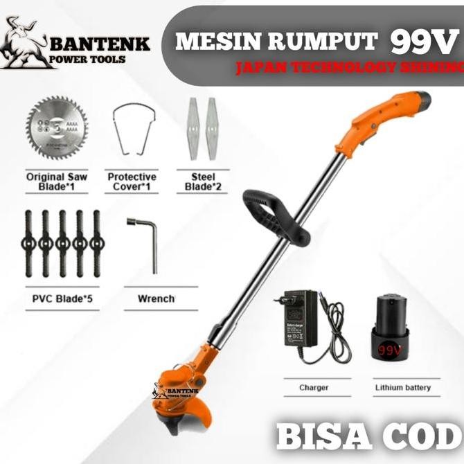 TERLARIS - MESIN POTONG RUMPUT SHINING BATERAI SERI 99V LENGKAP POTONG RUMPUT CORDLESS