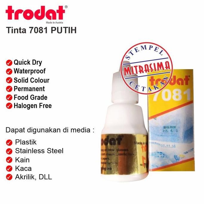 

Tinta Untuk Plastik, Kaca, Keramik Trodat 7081 Warna Putih New Stok