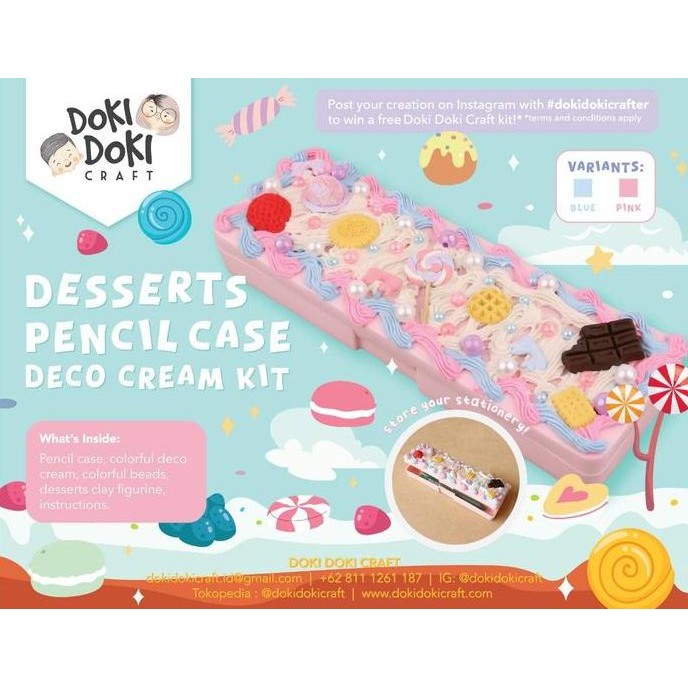 

Dessert Deco Cream Pencil Case Craft Kit- Doki Doki Craft Diy Menghias Tempat Pensil