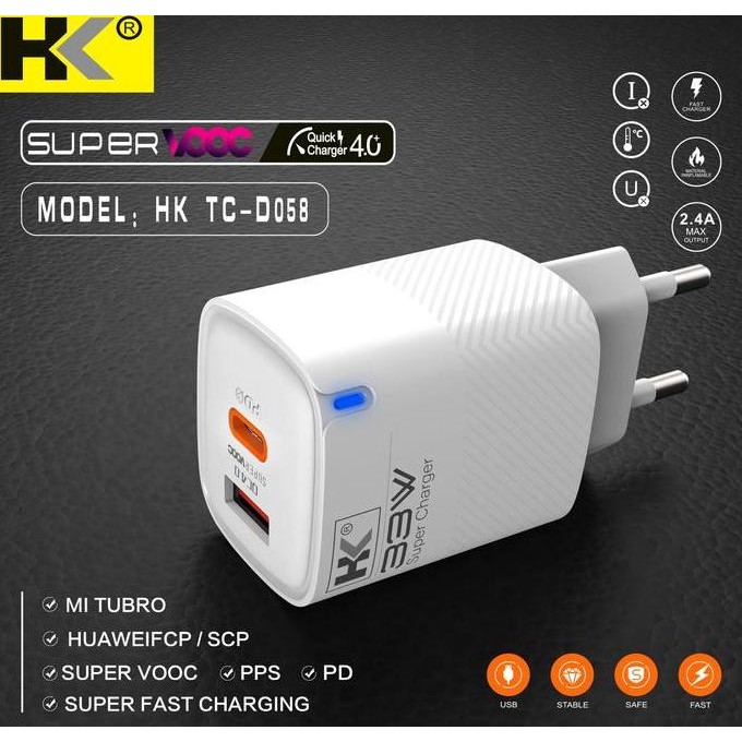 Hk D058 Charger 33W Pd Pps Qc Fast Charging Usb Type C Adaptor