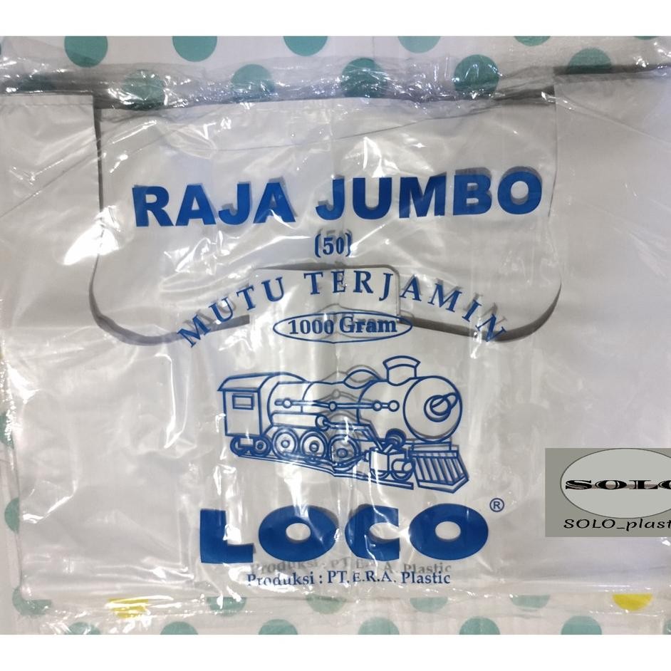 Kantong Plastik Putih Loco Raja Jumbo 50 Kresek Tebal Putih Susu 50X75