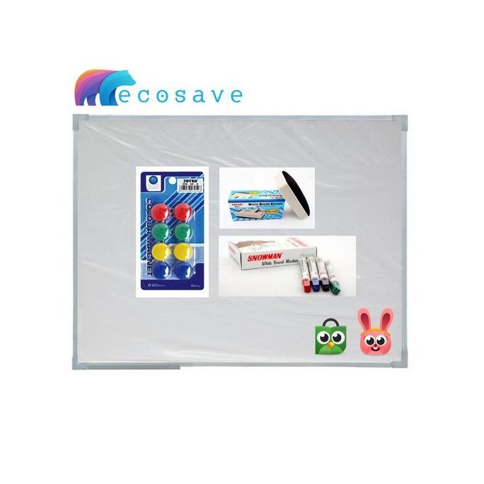 

Papan Tulis Whiteboard Gantung 90X120 Ecosave Ori Magnet White Board Sekolah New Stok