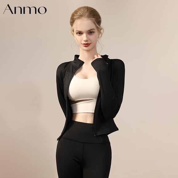 ANMO-Jaket Olahraga Wanita Lengan Panjang Pakaian Yoga Untuk Yoga Olahraga Gym Fitnes