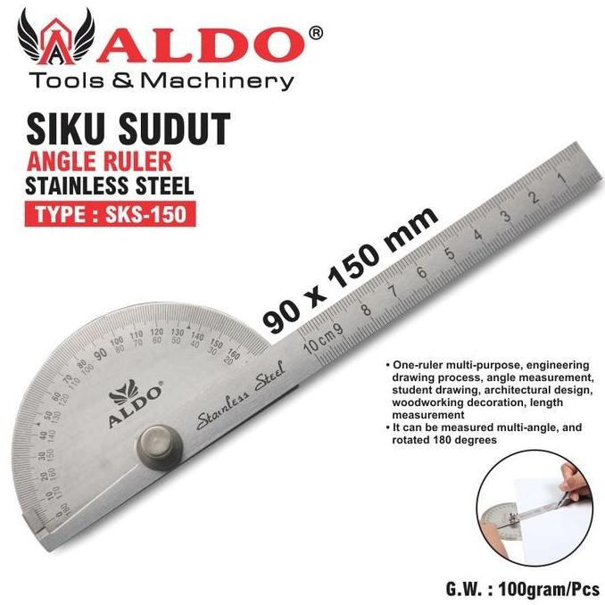 

Siku Sudut Sks-150 / Angle Ruller Merk / Penggaris Sudut Aldo New Stok