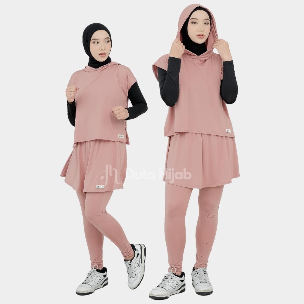 Setelan Baju Olahraga Wanita Muslim Hijab Outer Hoodie Leging Rok By Duta Hijab