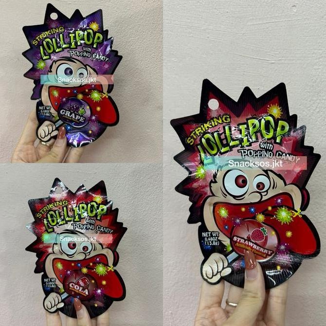 

STRIKING LOLLIPOP WITH POPPING CANDY GRAPE / STRAWBERRY / COLA