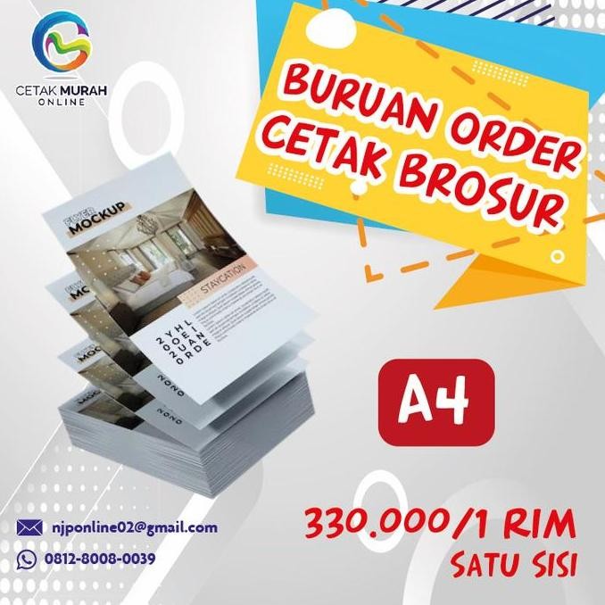 

NEW Cetak Brosur A4 (1Sisi ) 1 rim / 500 lbr | Art Paper 120 gr Murah !