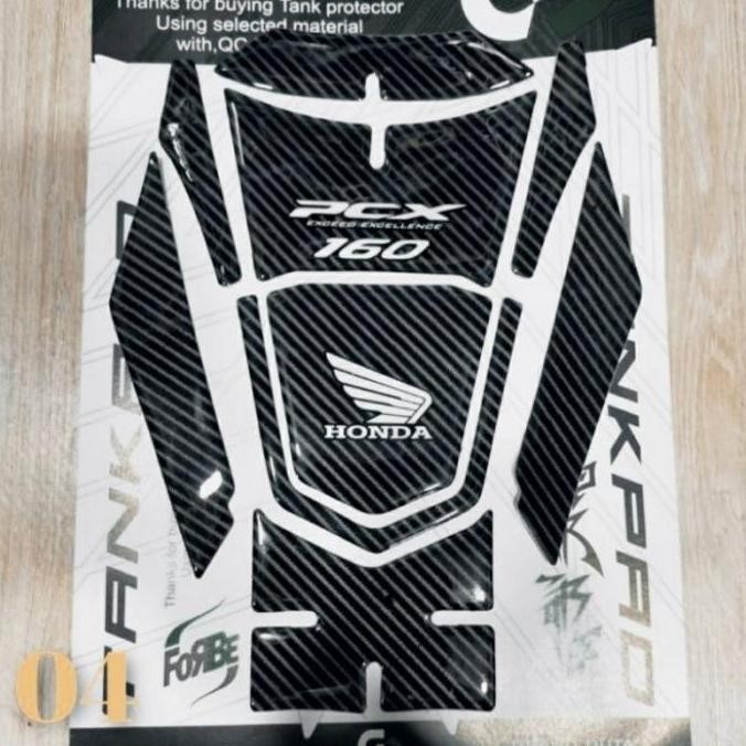 Stiker Tankpad Carbon resin New Pcx 160 _hitam silver
