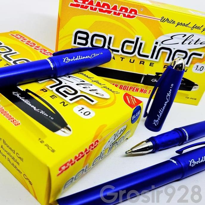 

(Per 12) Pen / Pulpen Gel 1.0 Standard Bold Liner Elite Blue New Stok