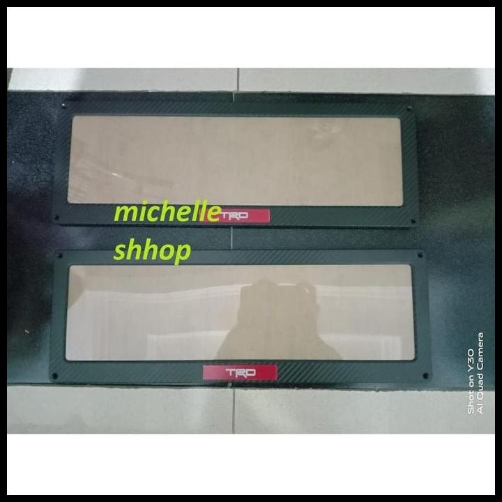 HOT DEAL COVER DUDUKAN TATAKAN PLAT NOMOR MOBIL HITAM CARBON RACING 46CM CALYA 