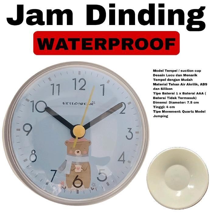 Jam Dinding Kamar Mandi Jam Tempel Waterproof Suction Cup