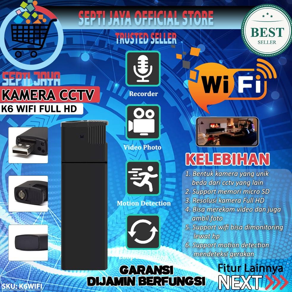 Spy Cam K6 WiFi Kamera Korek Api Elektrik 1080P 4K Kamera Pengintai Mini Tersembunyi Keamanan Camera