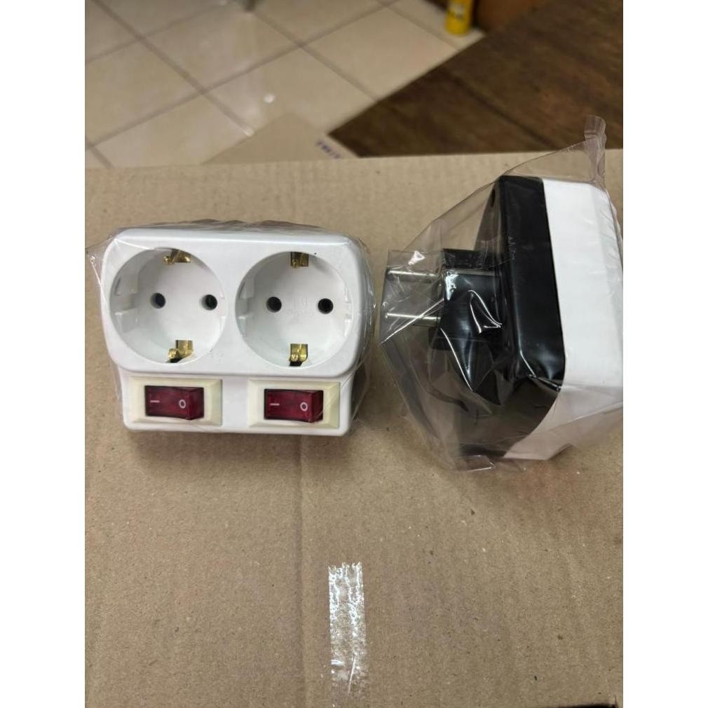 BROCO 13823 STOP KONTAK BROCO 2 LUBANG + STEKER + SAKLAR BROCO 13823 DiM