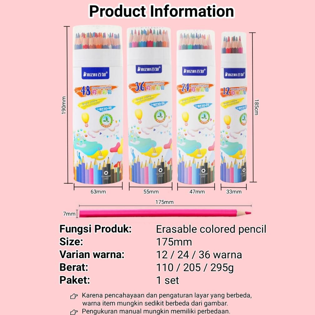 

Bisa Cod Pensil Warna 12/24/36 Warna Erasable Colored Pencil Tidak Beracun Dapat Di Hapus Warna Terang Cerah Dengan Material Berkualitas Dan Kuat Sekolah Pelajar Anak Bisa Cod