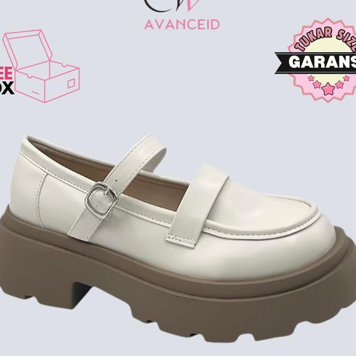 Avanceid 1882 Heels Sepatu Sneakers Wanita Kerja Docmart Cream