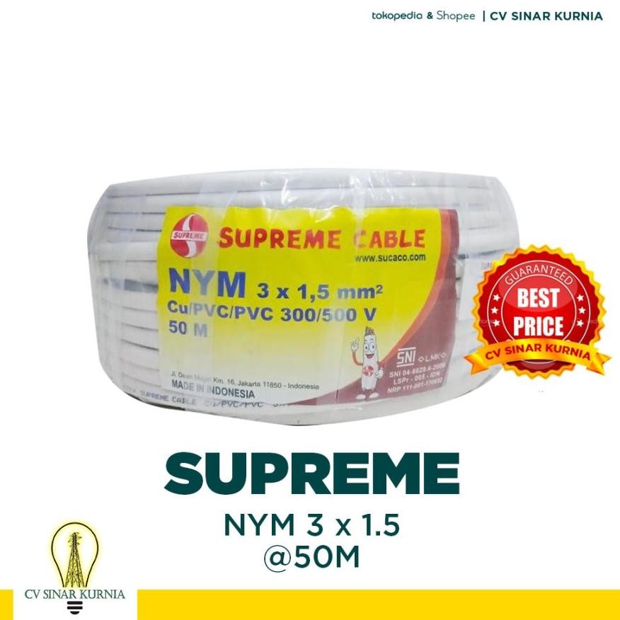 Kabel Listrik NYM 3x1,5 3x1.5 mm 50M SUPREME | SUPREME Kabel NYM | SNI DiM