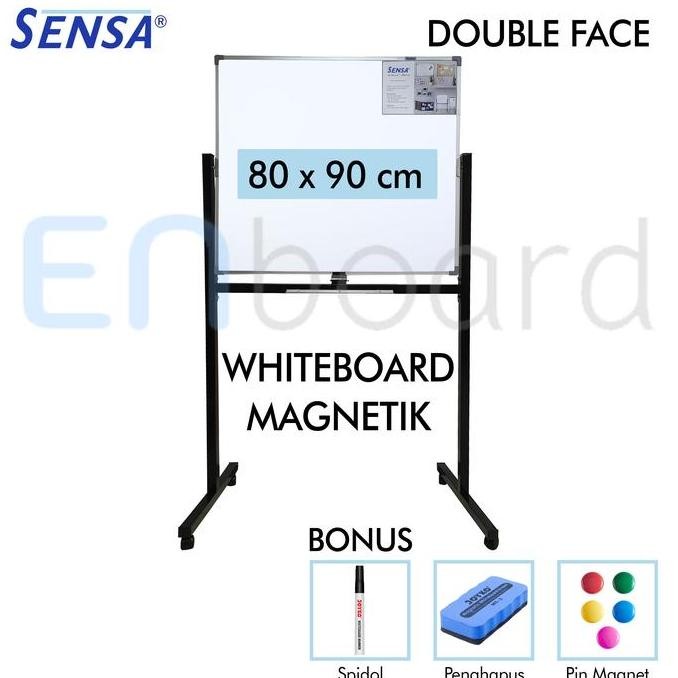 

Papan Tulis Whiteboard Standing Magnet Double Face Sensa 80 X 90 Cm New Stok