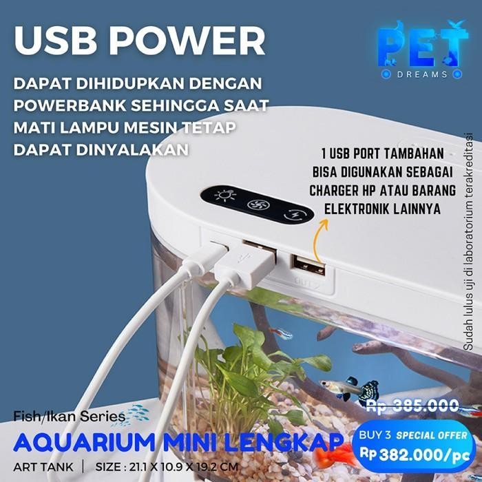 Aquarium Mini Cupang Komplit Filter Dan Led Lampu / Aquarium Mini Usb Original Dan Terpercaya
