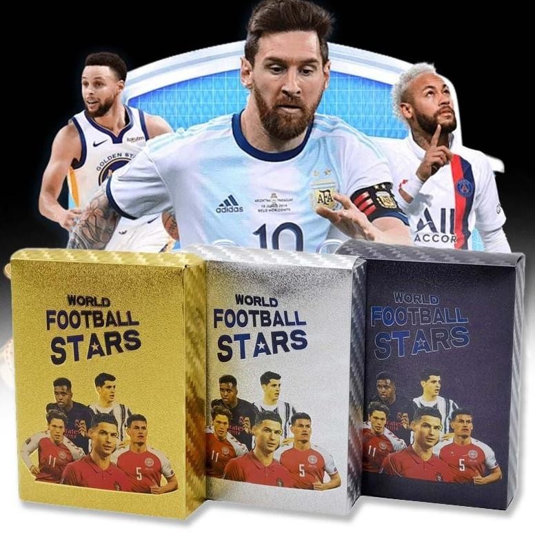 55pcs World Soccer Star Collection Cards Kartu Bintang Sepak Bola Kartu Bola World Cup 2022 Bintang 