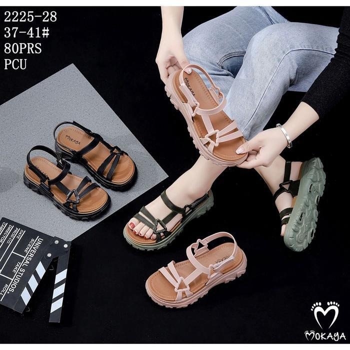 (2225-21) Sandal Let Gunung Jelly Karet Wanita Tali Sambung Segitiga Cantik Elegant Import Mokaya / 