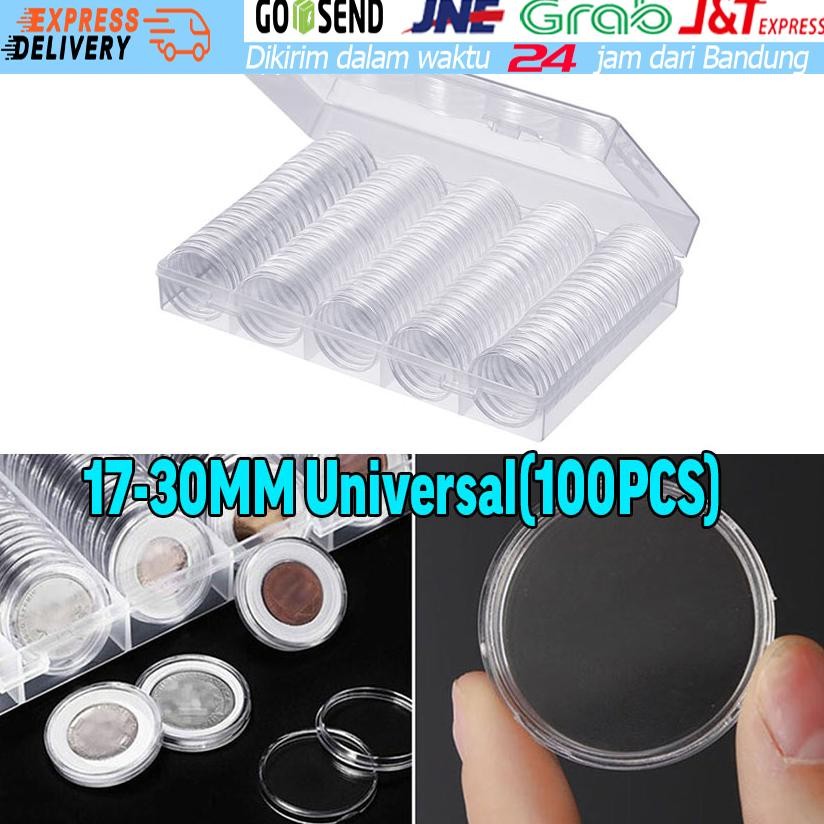 Isi 100Pcs  Aneka ukuran Kapsul Pelindung Koin Transparan Bening Coin Holder Box Display Plastik DiM