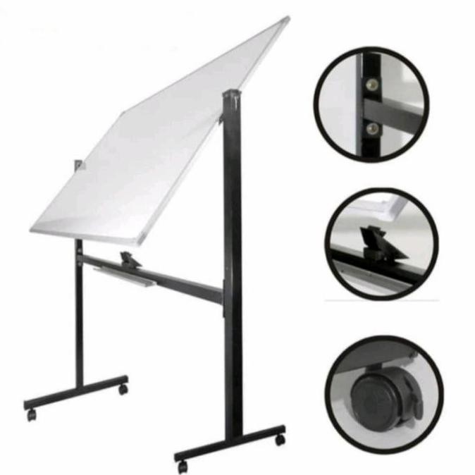 

Papan Tulis Sakana Whotebord Magnetik Uk 90X180 Cm Satu Muka+Kaki Roda New Stok