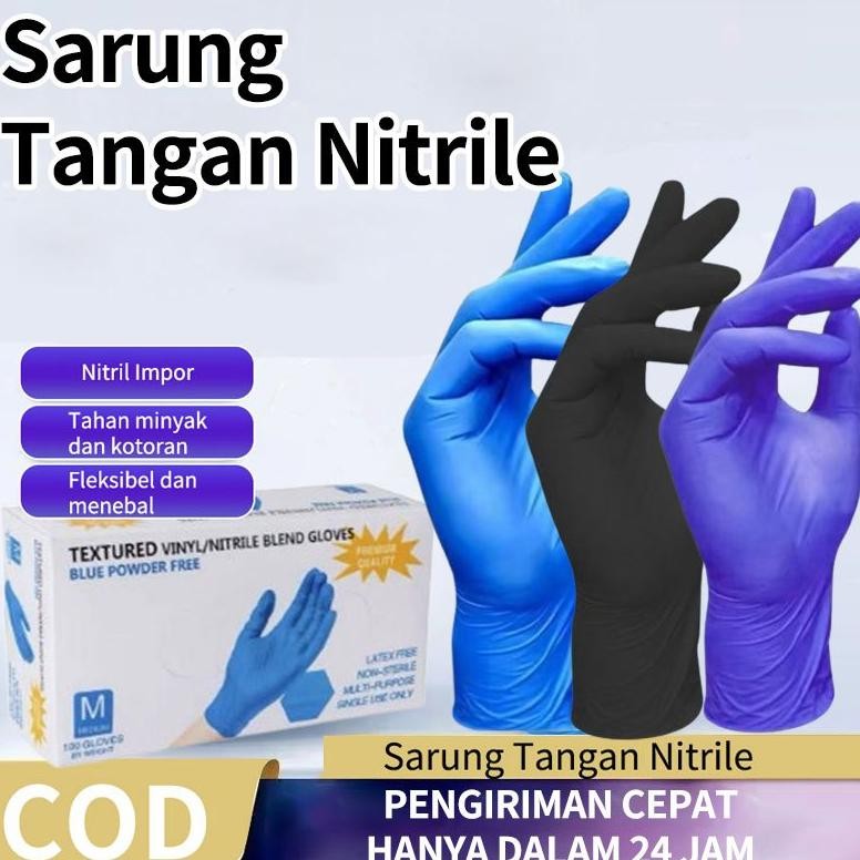 100pcs Sarung Tangan Nitrile /Sarung Tangan Latex/Sarung Tangan Karet Tebal/S-M-L-X Sarung Tangan Me