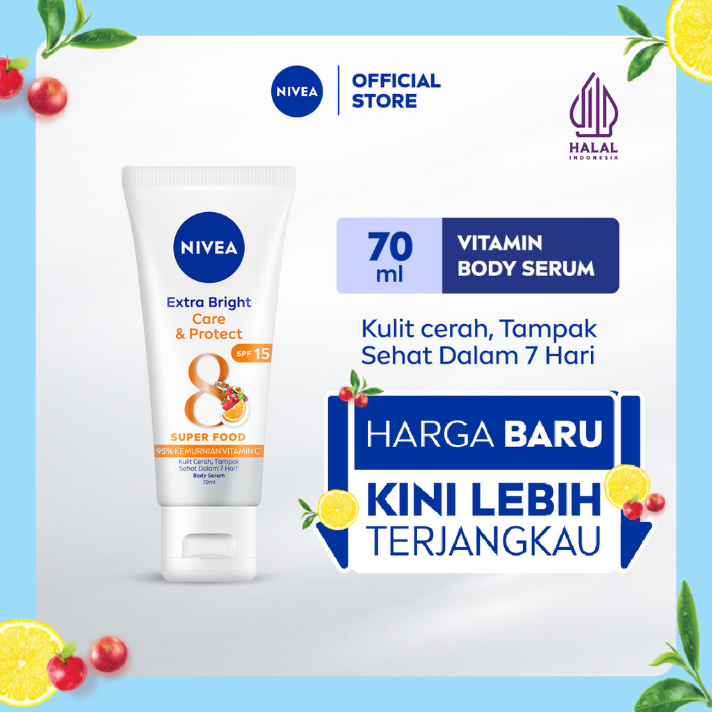 NIVEA Body Serum Extra Bright Care & Protect SPF 15 70ml - Hand body serum lotion moisturizer mencer