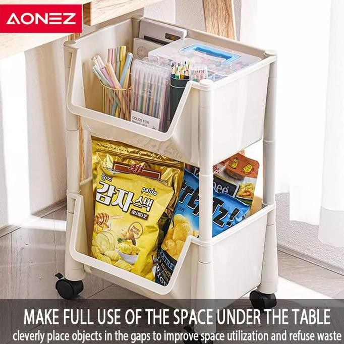 AONEZ RAK DAPUR PAGAR TINGGI RAK BUKU RAK SUSUN RAK SERBAGUNA PLASTIC